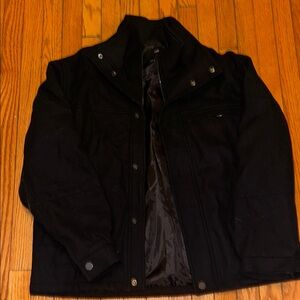 London Fog Black Wool-Blend Pea Coat